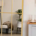 Tomi - Metal Arched Lattice Window Mirror | 180cm x 90cm | Gold