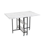 Breeins Folding Dining Table With Wheels And Storage Shelves
