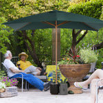 Wooden Garden Parasol Sun Shade Outdoor Umbrella Canopy | Green