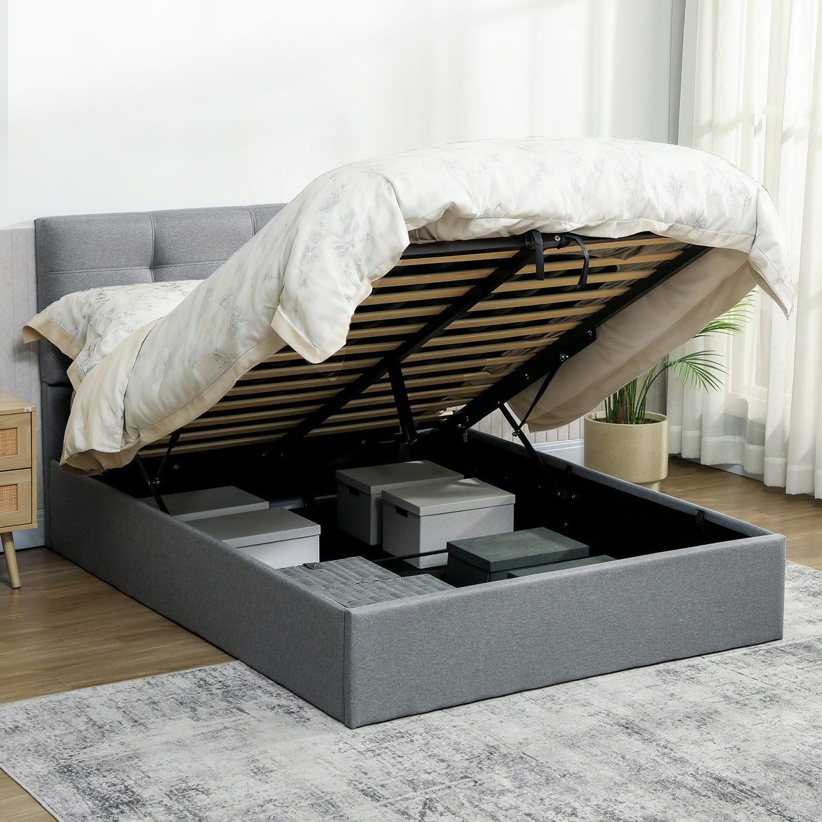 HOMCOM Upholstered Ottoman Bed Storage Bed Frame