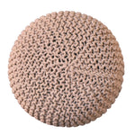 Solid Mango Wood Keeva Beige Round Footstool