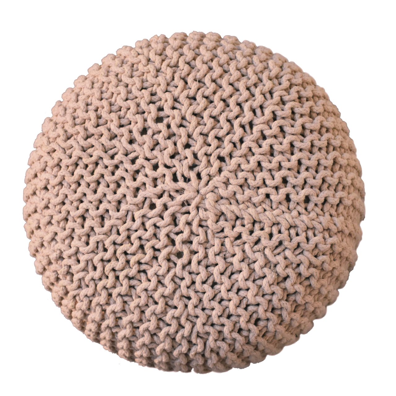Solid Mango Wood Keeva Beige Round Footstool