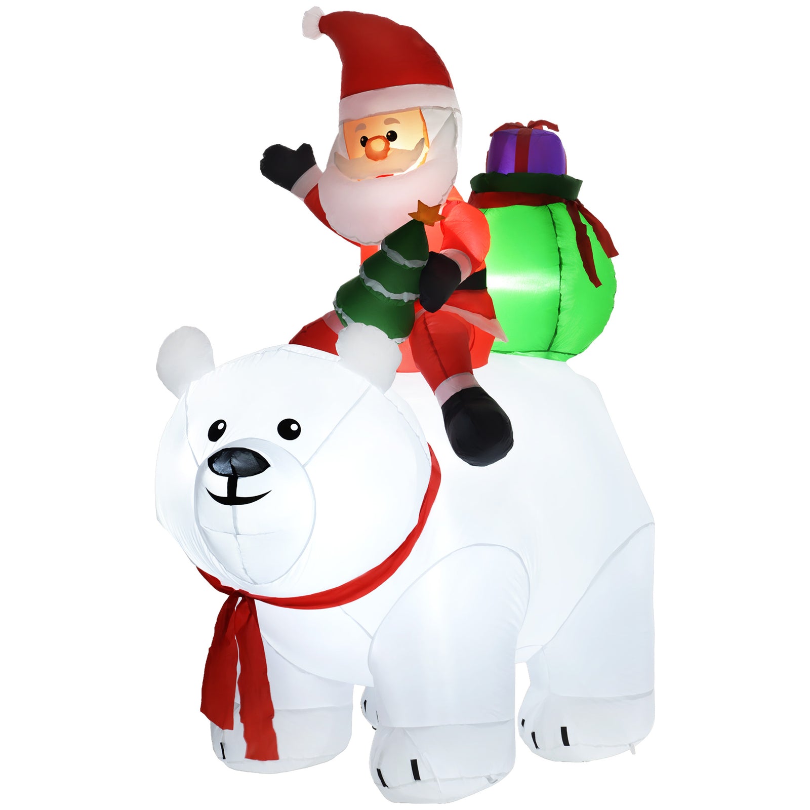 6.6ft Christmas Inflatable Santa Claus With Polar Bear