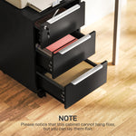 Modern 3-drawer Locking File Cabinet Mobile Filing Cabinet | Black