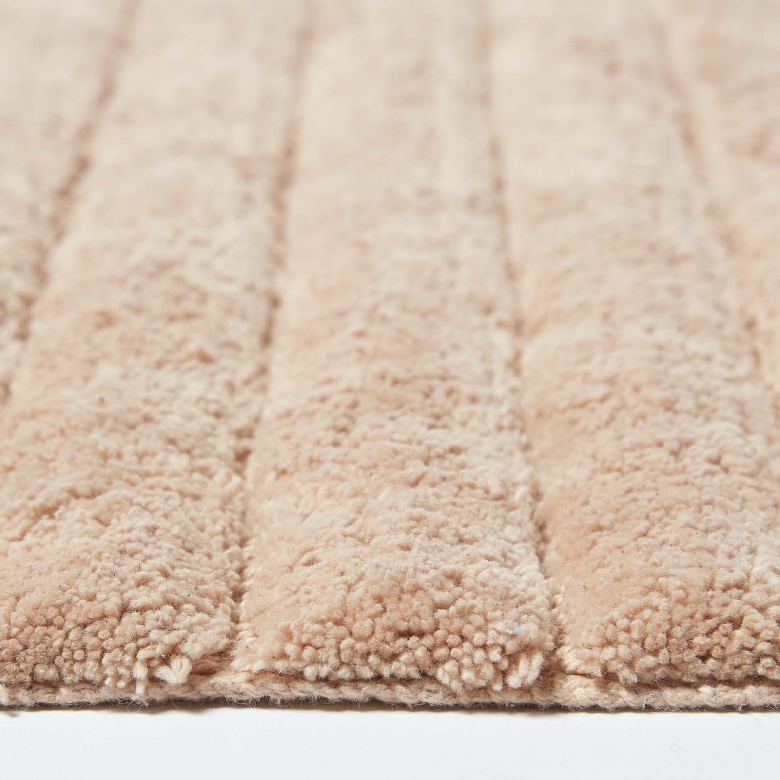 Ribbed Cotton Spa Style Bath Mat | 50cm x 100cm | Beige
