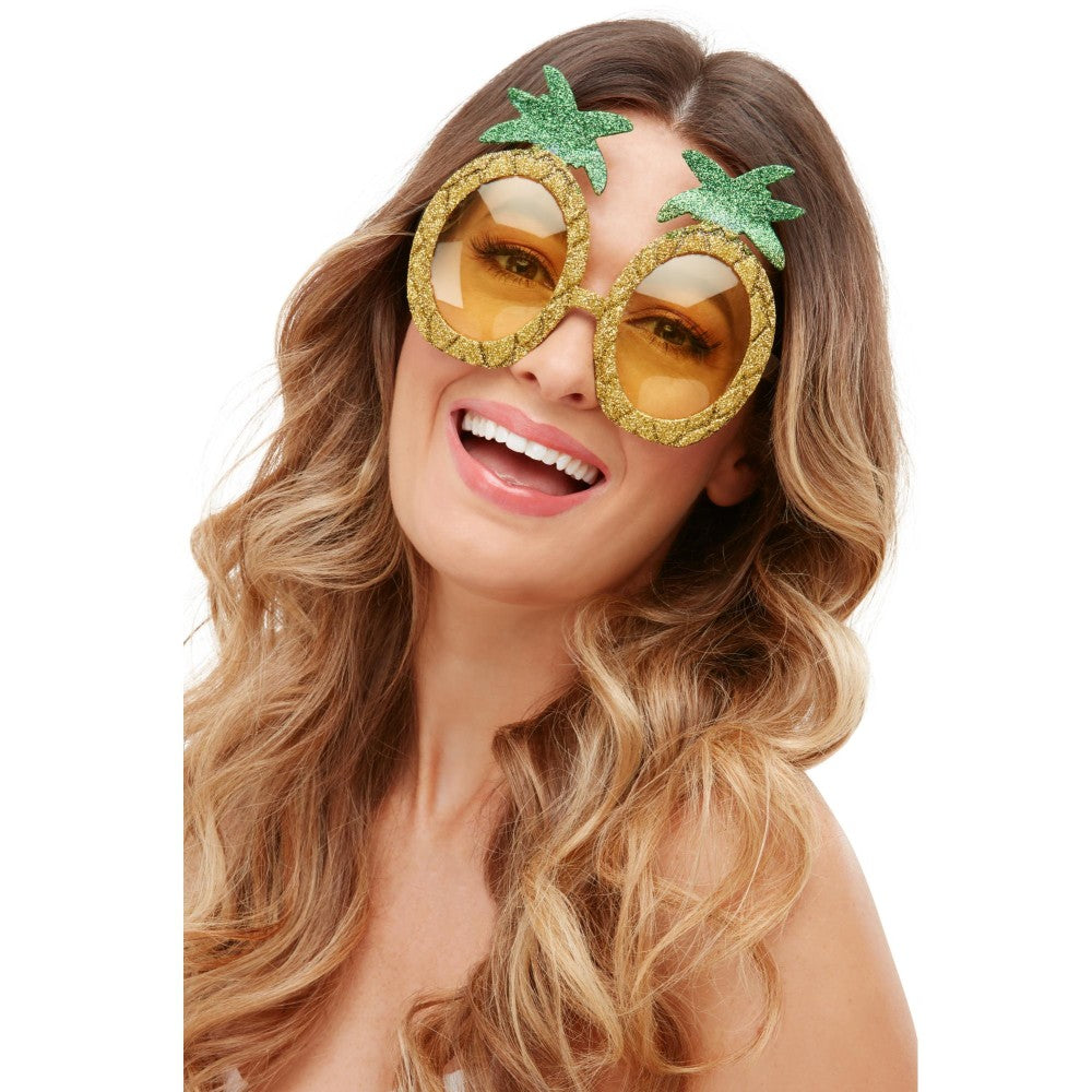 Tropical Pineapple Glitter Glasses