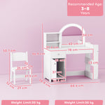 Girls Dressing Table With 2-colour Led Mirror And Stool | White