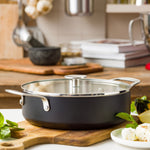 KitchenAid Cookware Coloured Aluminium Covered Skillet With 2 Handles, 24cm, Matt Black