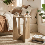 HOMCOM Round Side Table, End Table With Curved Legs Coffee Wood Effect