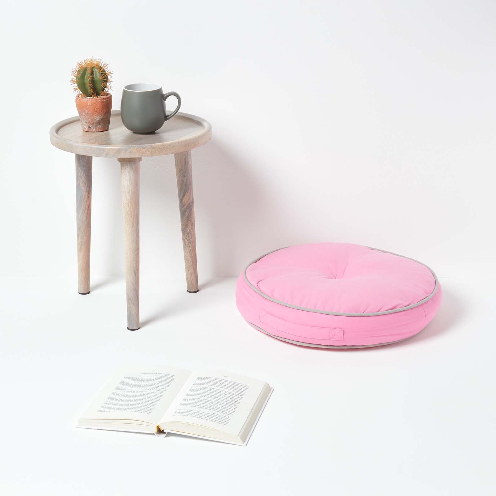 Round Plain Floor Cushion | 43cm x 43cm | Pink