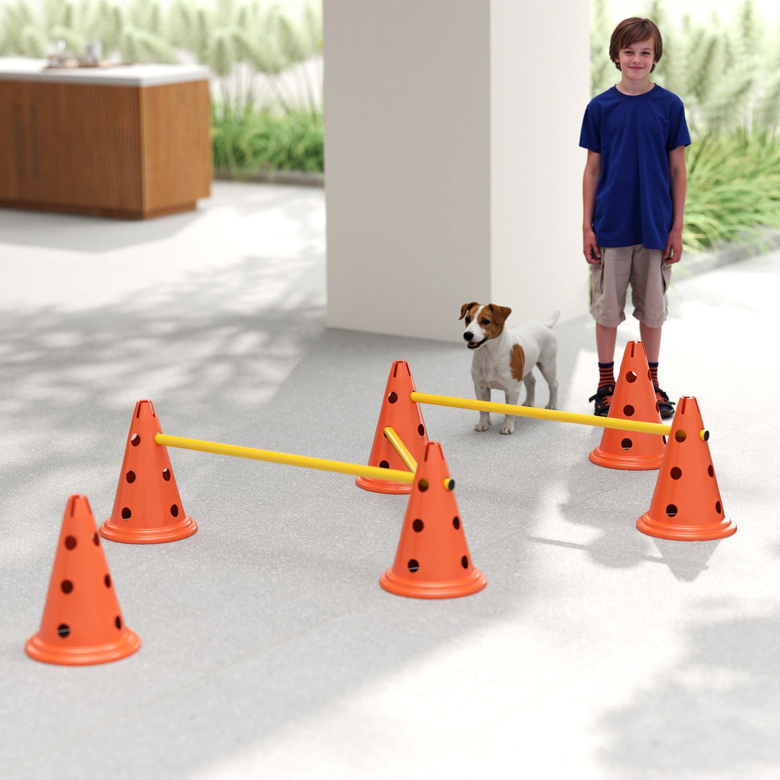 Dog Agility Equipment Set, 3 Pcs Adjustable Height Jumping Obstacles | Small | Orange