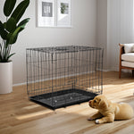 Wire Dog Crate With 2 Doors And Tray | Small | Black