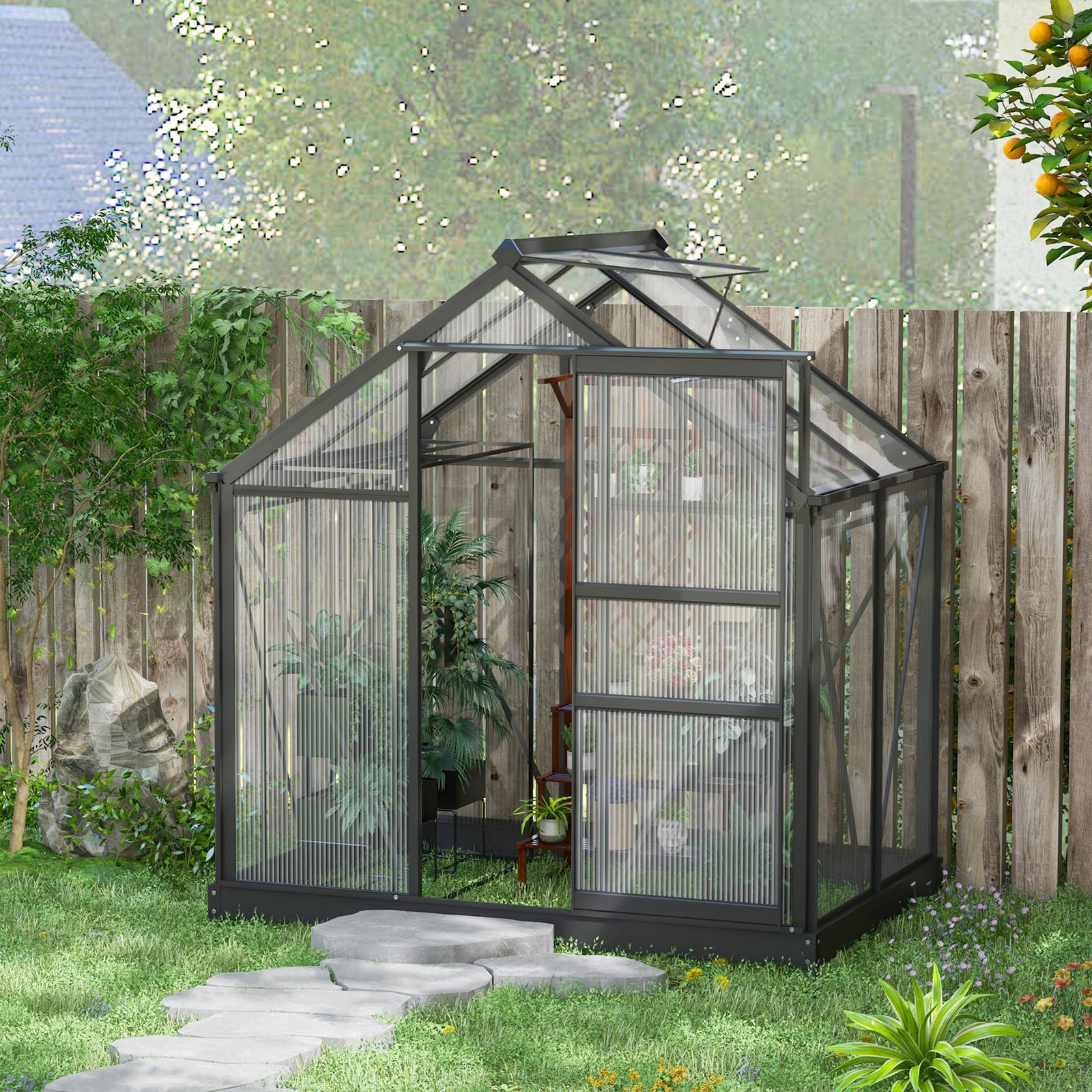 Polycarbonate Walk-in Greenhouse 6x4ft