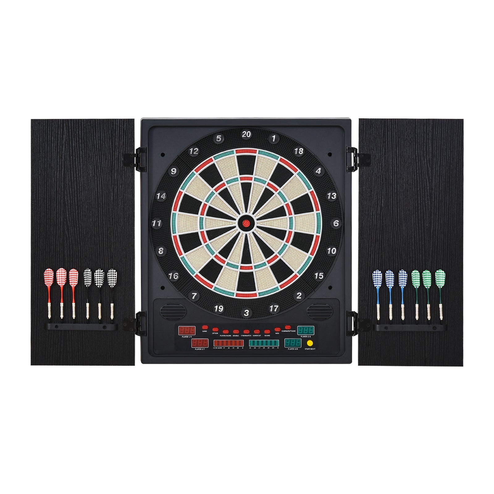 Electronic Dartboard Led 27 Games Storage Cabinet