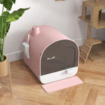 Cat Litter Box W/ Hood, Scoop, Filter, Flap Door | Pink