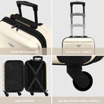 55x35x20cm Cabin Carry On Suitcase Hard Shell Overhead Luggage 100+ Airlines Approved | Cabin | Cream & Black