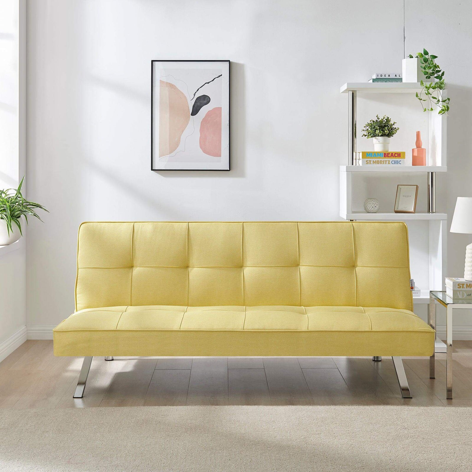 Click Clack Linen Blend Sofa Bed - 3 Seater | Yellow