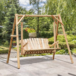 Outdoor 2 Seater Porch Swing Wooden Rustic Patio Bench