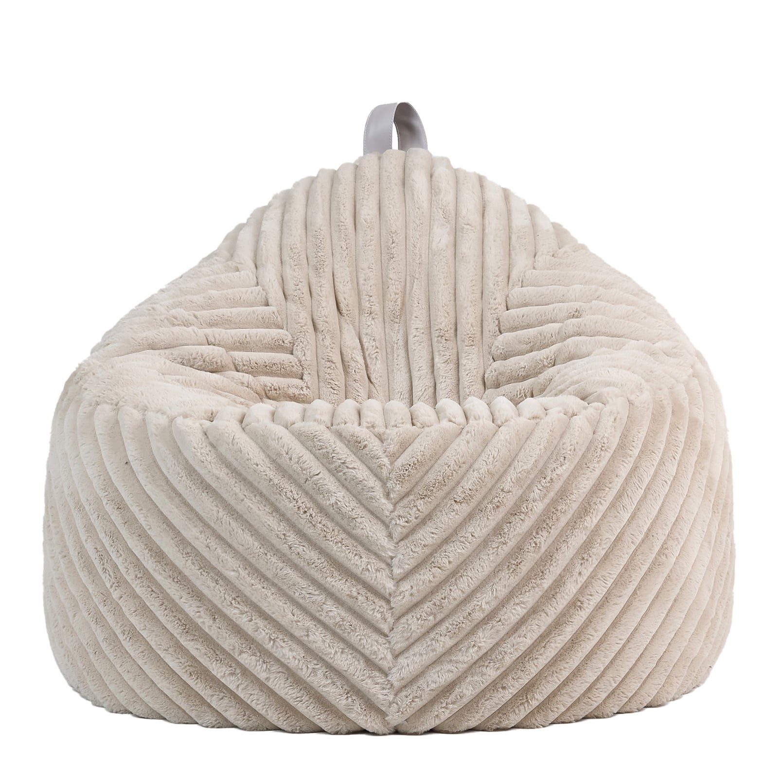 Classic Ribbed Faux Fur Bean Bag Chair | Beige