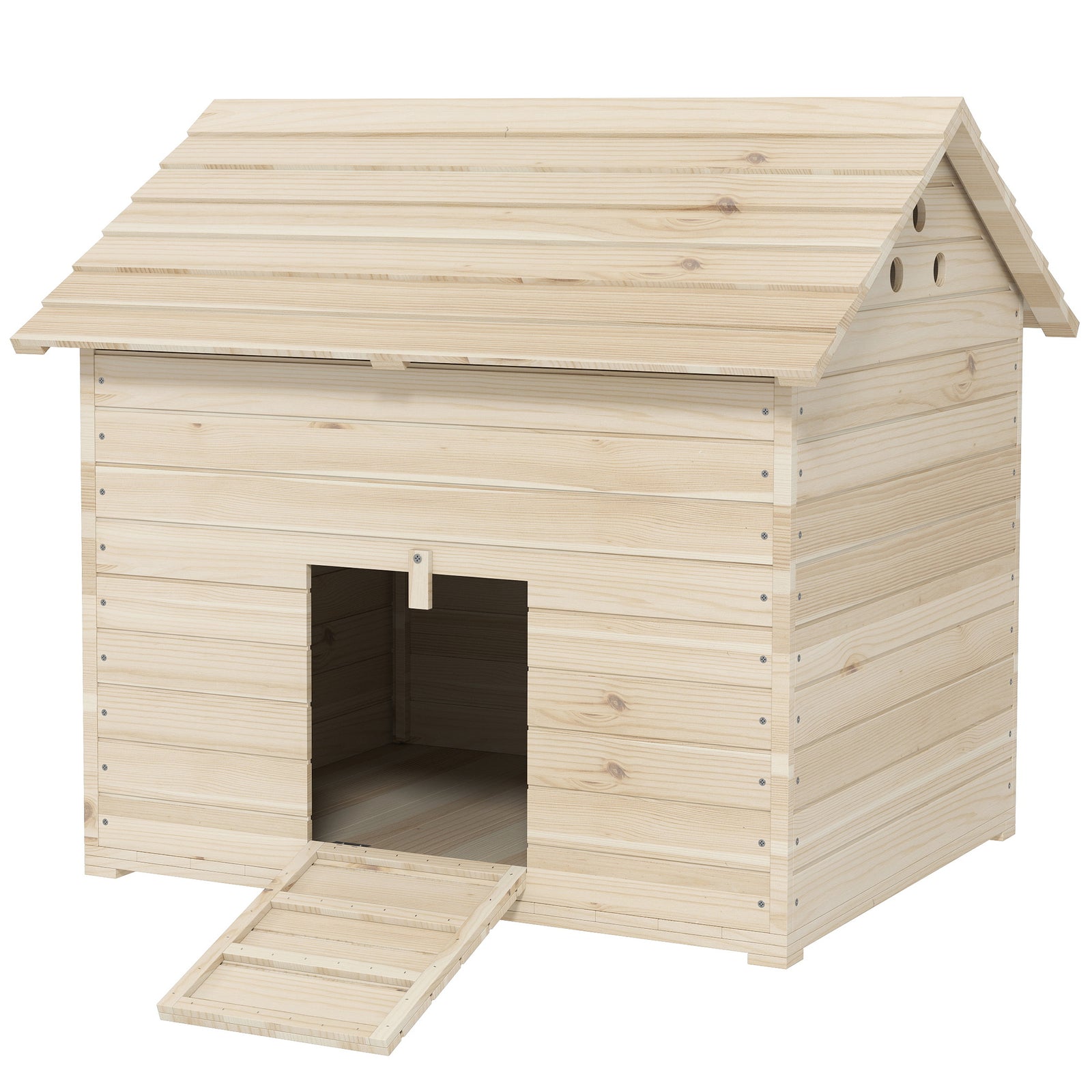 Pawhut Wooden Duck House W/ Openable Roof, Raised Base, Air Holes - Natural