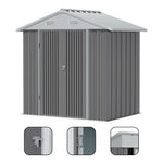 4x6 Ft Metal Storage Shed With Double Lockable Doors & 4 Air Vents  Outdoor Tool Shed For Garden