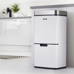 75l Sensor Recycling Bin With Food Caddy & 25 Bin Biodegradable Bags | 75L | White & Silver
