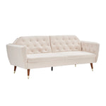 Velvet Click Clack Button Back Sofa Bed - 3 Seater | Cream