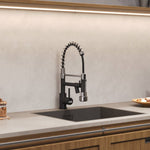 Stainless Steel Kitchen Faucet With Pull Down Spring Spout And Pot Filler | Chrome & Black