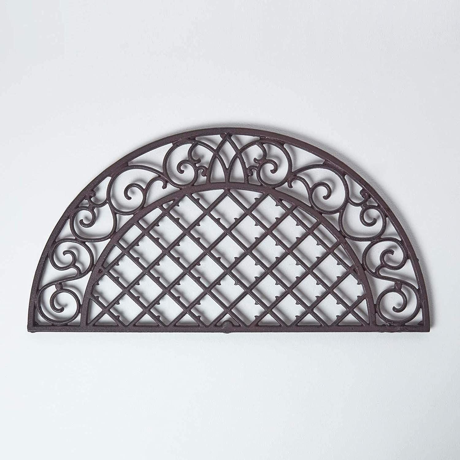 HOMESCAPES Brown Half Moon Parisian Cast Iron Doormat