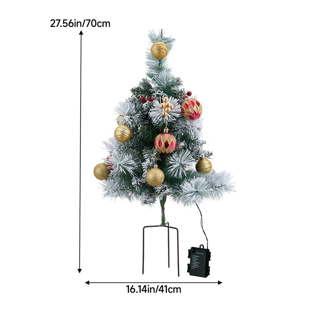 Set Of 2 Led Snow Flocked Christmas Trees,artificial Pine With Red Berries & Baubles, 8 Lighting Modes, Timer Function