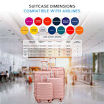 Set Of 4 Hard Suitcases Cabin & Hold Luggage - Underseat Cabin, Overhead Cabin With Medium And Large Checkin Hold Suitcases Set | Set of 4 | Rose