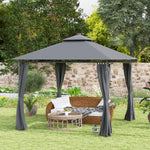3x3m Garden Gazebo, Double Roof | Dark Grey