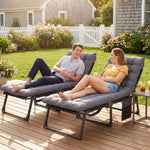 Folding Sun Lounger, Oversized Camping Bed | Set of 2 | Grey