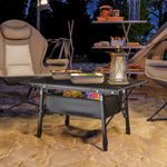 Outsunny Folding Camping Table W/ Adjustable Height, Storage Basket