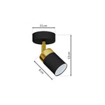 Joker Hand Made Ceiling Lamp In Matt Black With Luxurious Gold Detail Featuring Minmalistic Slender Cylinder Shades