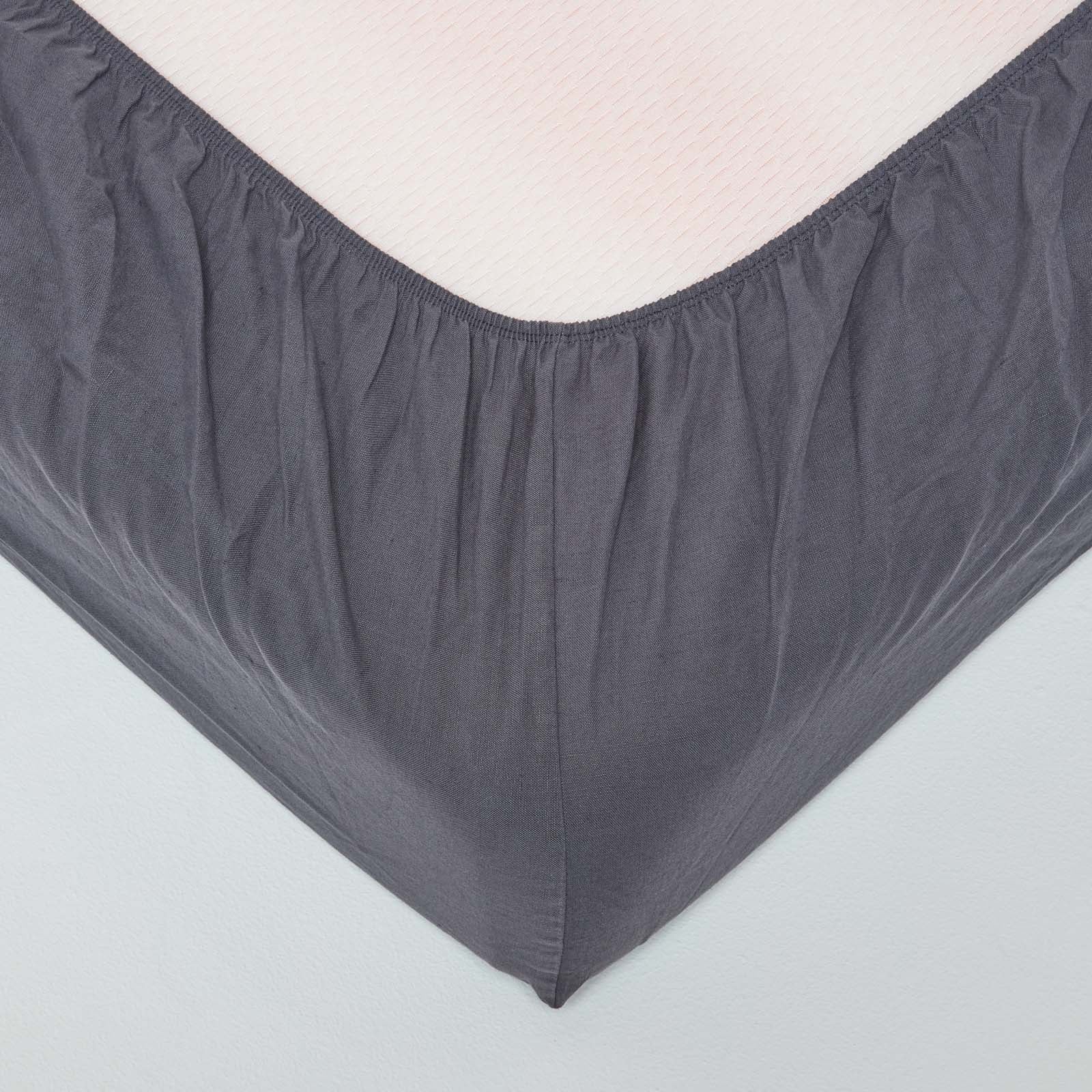 Luxury Linen Fitted Sheet | Super King | Dark Grey