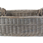 Wicker Shallow Antique Wash Storage Basket | Set of 3 | Brown