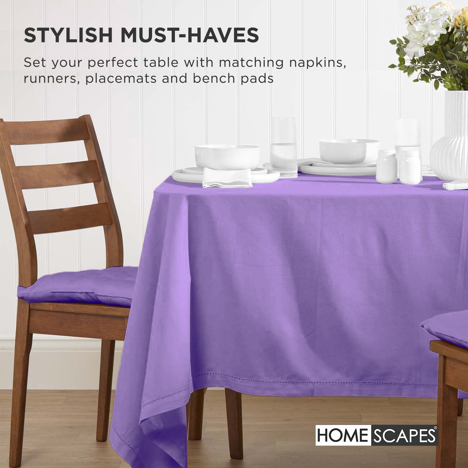 100% Cotton Seat Pads Plain Chair Cushions For Dining Room, Kitchen, Or Outdoor Garden Use | Set-of-6 | Purple