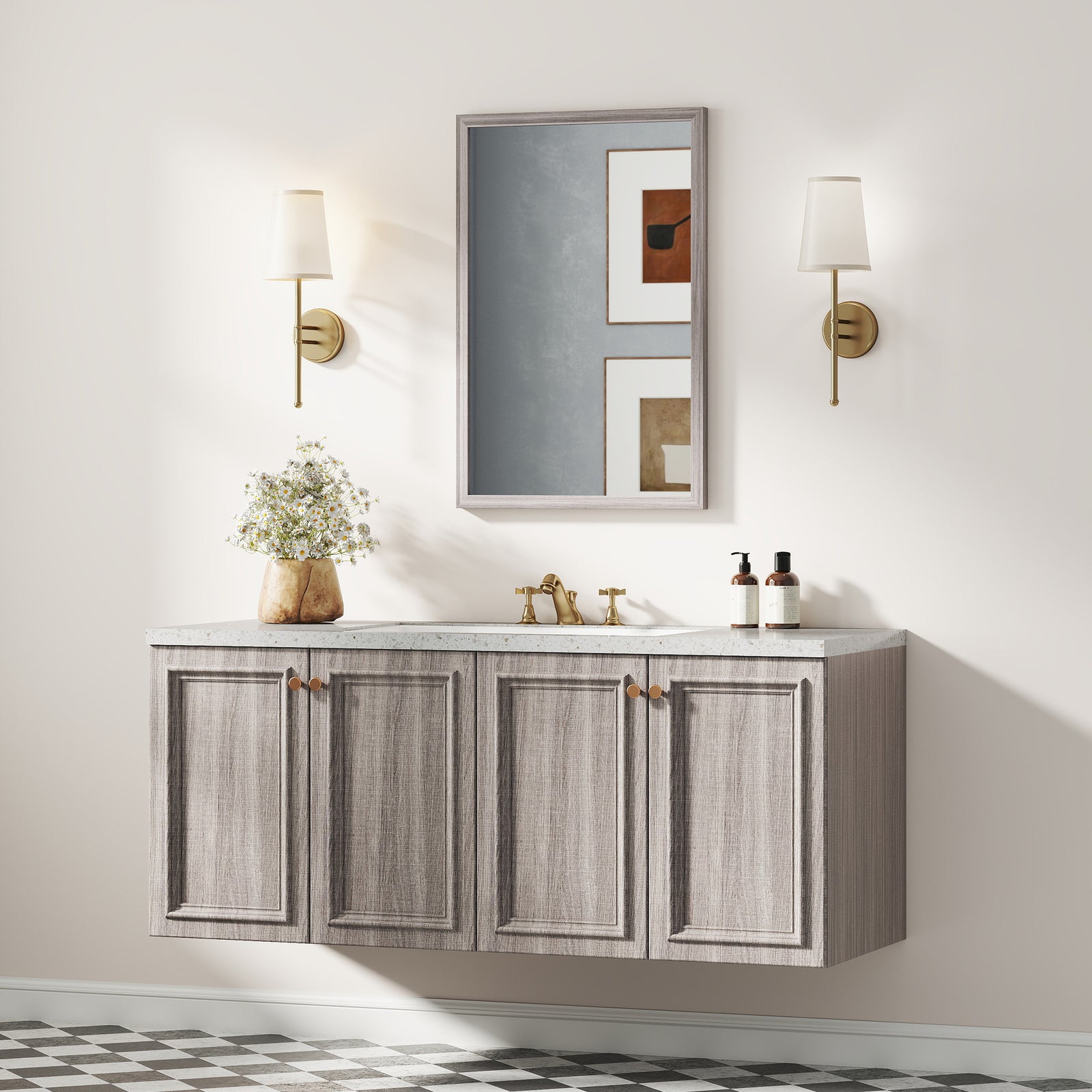 60x40cm Wall Bathroom Mirror For Home Decor, Vanity Mirror | Grey