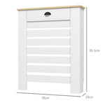 Radiator Cover With Drawer, Horizontal Slat | 78cm | White