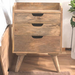 Solid Wood 3 Drawer Gallery Bedside