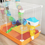 2 Tier Hamster Cage Small Animal House W/ Exercise Wheels Tunnel | Orange
