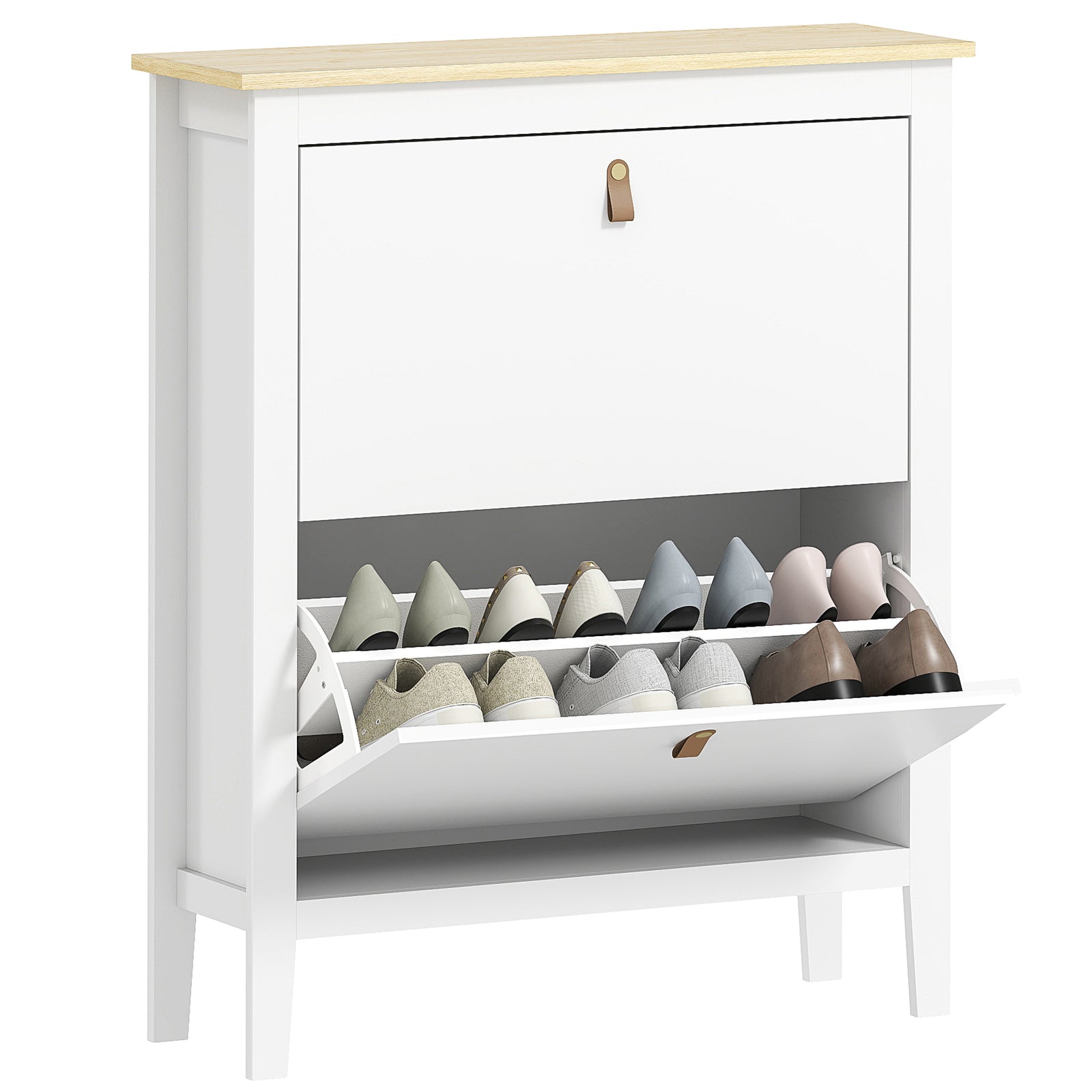 2 Drawer Shoe Cabinet For Hallway | White