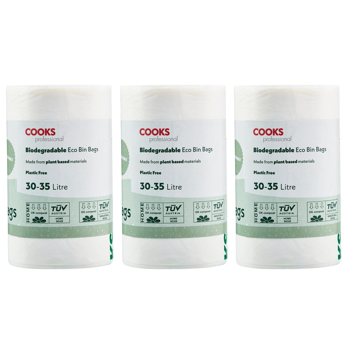 Biodegradable Bin Bags 30-35l | Set of 75 | White