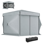 3 X 3(m) Hexagon Pop Up Gazebo With 5 Sides, Netting | Light Grey