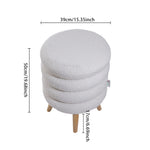 Teddy Fleece Upholstered Footstool With Wooden Legs