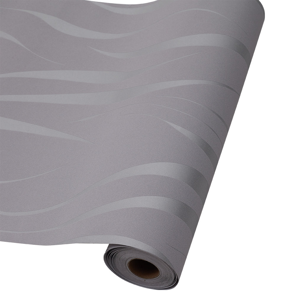 Silver Grey 3d Curved Stripe Prepasted Wallpaper