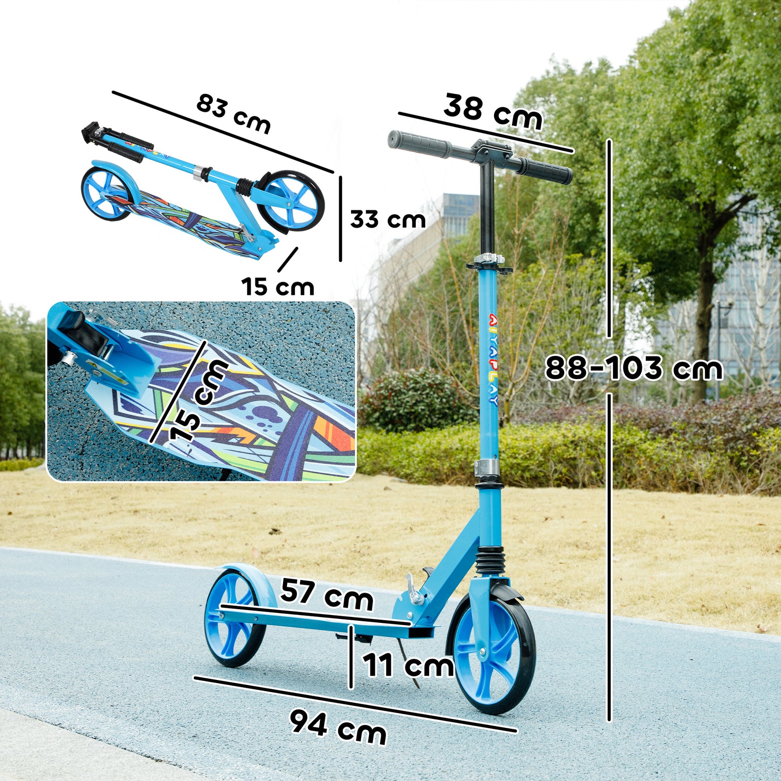 Kids Scooter, Foldable Kick Scooter W/ Adjustable Handlebar | Blue
