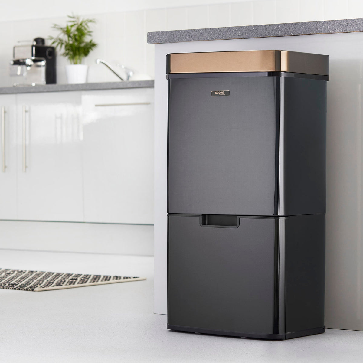 75l Sensor Recycling Bin With Food Caddy | 75L | Black & Copper