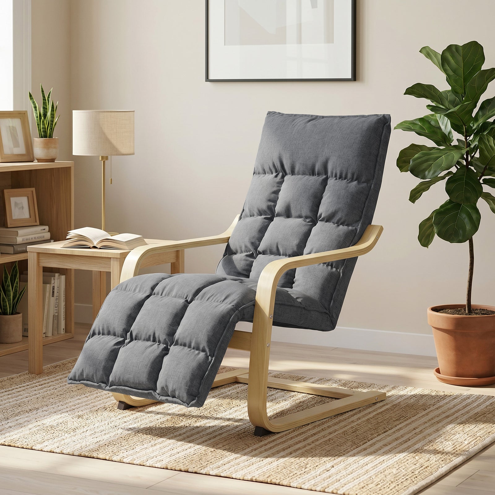 Accent Chair, Leisure Lounge Chair Armchair With Footrest | Grey